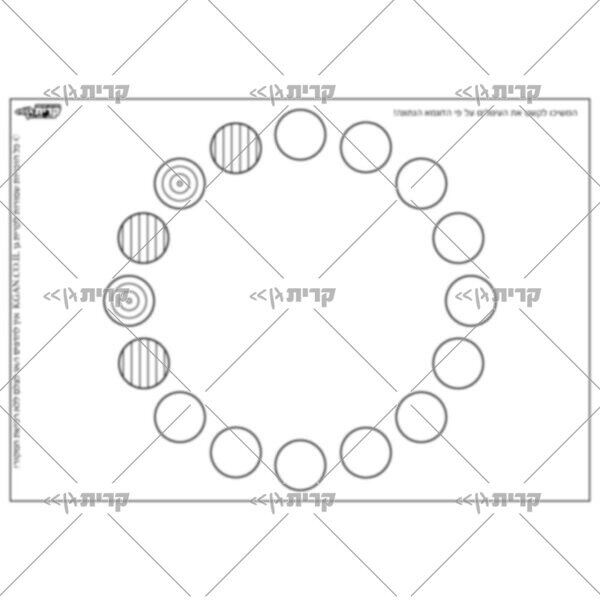 מעגל של עיגולים, עם דוגמא לקוים בתוך העיגולים: פסים לאורך וטבעות בתוך העיגול